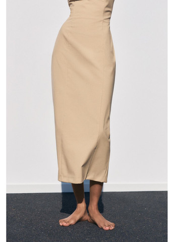 Бежева сукня середньої довжини в дрібну смужку Zara