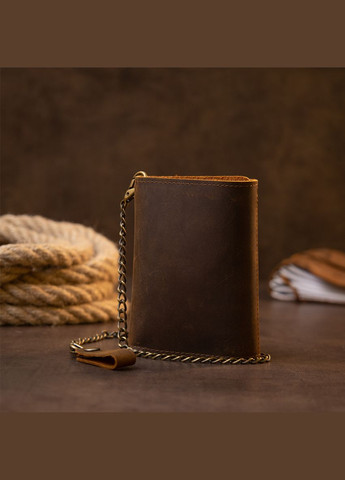 Портмоне унісекс з ланцюжком матове 20439 Коричневе Vintage (331907860)