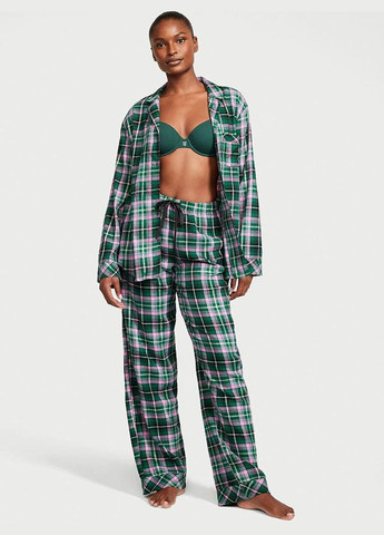 Зелена всесезон жіноча піжама (штани+сорочка) flannel l зелена Victoria's Secret