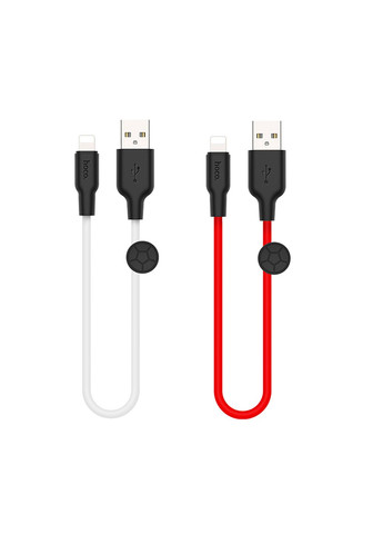 Кабель USB X21 Plus Silicone Lightning 0.25m Чорно-Червоний Hoco (370440194)