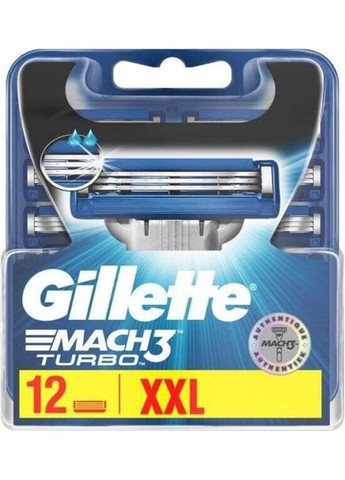 Сменные картриджи для бритья Mach3 Turbo (12 шт) Gillette (280265713)