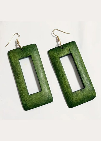 Сережки великі зелені прямокутники No Brand (341140542)