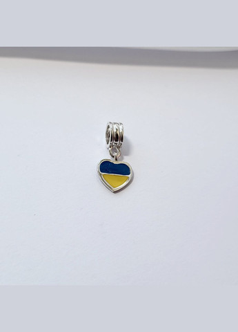 Серебряная подвеска Шарм с подвеской Сердце Украины с желтой голубой эмалью серебро 925 пробы 38210 No Brand (306741300)