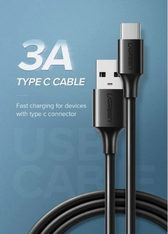 Кабель US287 USB 2.0 to USB Type-C Cable Nickel Plating 3A 0.5m чорный (60115) Ugreen (400428194)