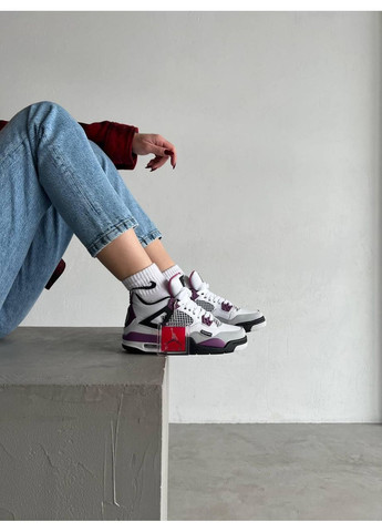 Белые демисезонные кроссовки мужские nike air jordan retro 4 pari stain germain найк аир джордан No Brand