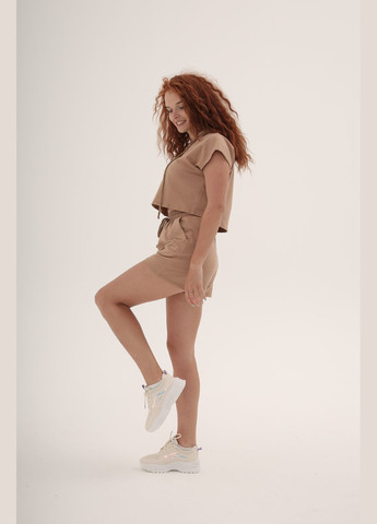 Молодежный костюм шорты и кофта с капюшоном из турецкой двунитки InFashion Костюм (323080026)