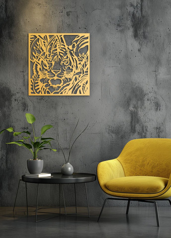 Интерьерная картина на стену, декор в комнату "Охота тигра", стиль минимализм 60х65 см Woodyard (292113847)