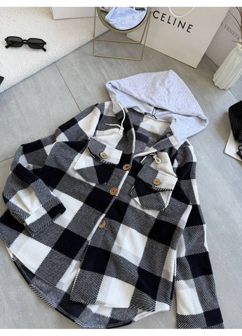 Жіноча флісова сорочка в клітинку з капюшоном MonCher (365618239)