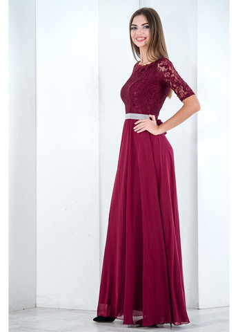 Бордова вечірня сукня гіпюр шифон 6011 бордова Tanita-Romario