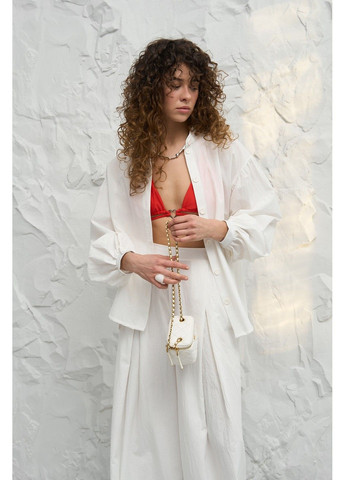 Комплект женский на лето хлопок рубашка + брюки палаццо MONACO молочный Handy Wear (329895799)