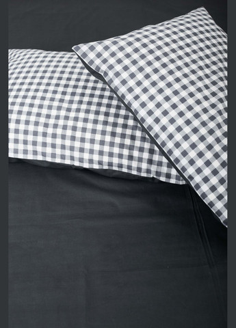 Комплект постільної білизни сімейний 143х210х2 наволочки 4х50х70 Ranforce Elite (MS-820000028) Moon&Star Gray Square (284416258)