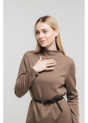 Бежевое повседневный, деловое, кэжуал masoli платье теплое в рубчик платье-водолазка, футляр No Brand