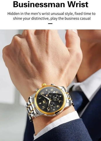 Годинник чоловічий 3628 | Стильний класичний дизайн, металевий корпус, кварцовий механізм Olevs (354820495)