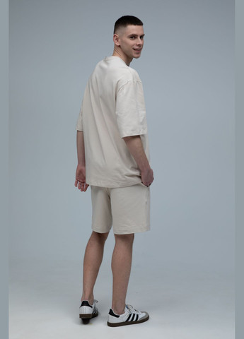 Костюм футболка оверсайз та шорти чоловічий бежевий RAY Basic (331006494)
