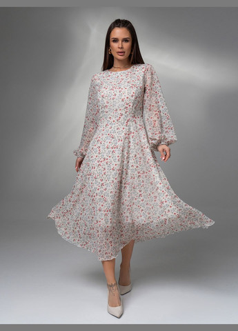 Молочное повседневный платья ISSA PLUS с цветочным принтом