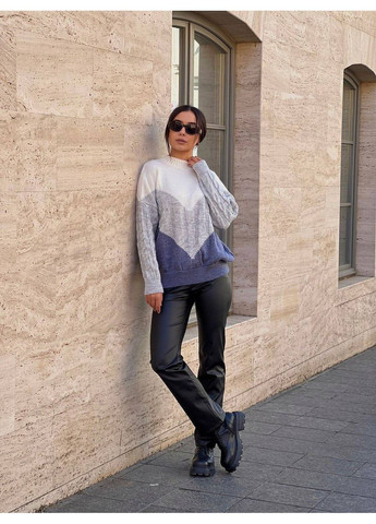 Серый демисезонный женский вязаный свитер джемпер No Brand