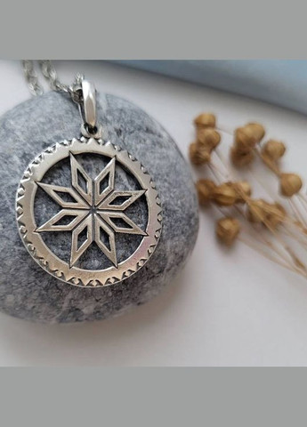 Срібна підвіска оберіг амулет Алатир чорнене срібло 925 проби 89040ч 4.80г No Brand (306741502)