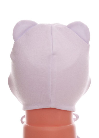 Шапка на зав'язках для хлопчика подвійний трикотаж Teddy Bear біла 1м+ (50982) BABYKROHA (323469369)