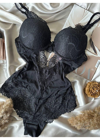 Чорне мереживне боді білизна Velencosa (303422212)