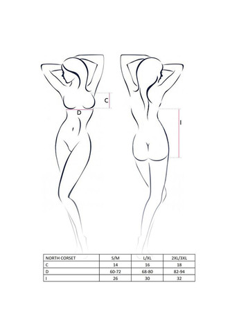 Корсет з відкритими грудьми Exclusive NORTH CORSET S/M, black, пажі, трусики, шнурівка Passion (303906300)