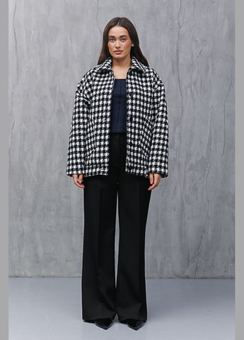 Черное Женское короткое пальто oversize черное в гусиную лапку Arjen