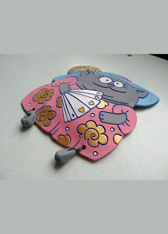 Керамічне настінне панно «Поважна пані» (графітова) Коти&Ангели (301533204)