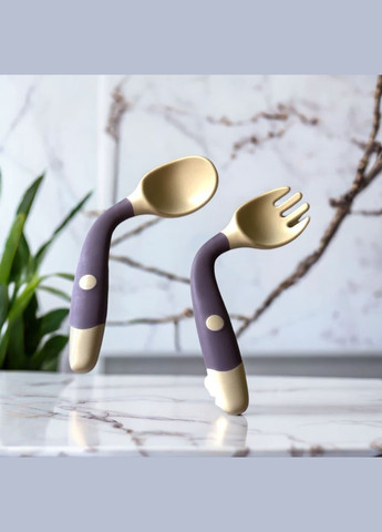 Набір силіконових гнучких дитячих приборів (ложка + виделка) No Brand (322137917)