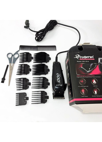 Машинка для стрижки провідна з насадками для волосся та бороди GM-1016 Pro + Ножиці та Гребінець Gemei (365812757)