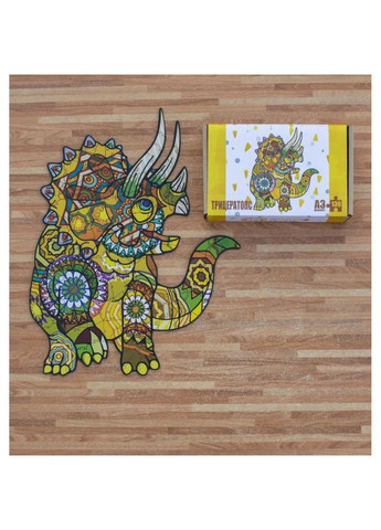 Фігурний дерев'яний пазл A3 "Трицератопс" PuzA3-00903, 130 елементів PuzzleOK (372495478)