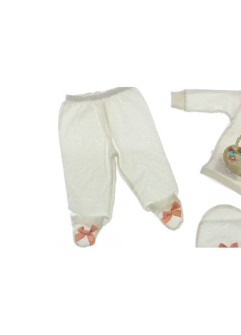 Бежевий демісезонний комплект для новонародженої дівчинки інтерлок з кошиком бежевий 56 см (33001) BABYKROHA