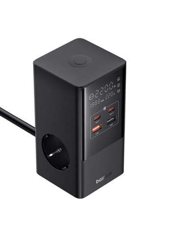 Мережевий фільтр Power Combo Tower Digital (3*AC+2*USB+2*Type-C 35W 1.5m) black Baseus (322458102)