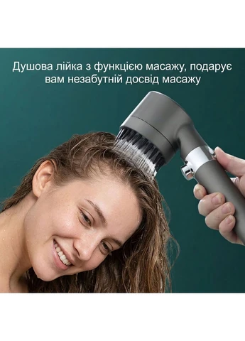 Массажная душевая лейка TURBOCHARGED SHOWER HEAD с фильтром и кнопкой Start-Stop (Graphite) + 3 запасных фильтра No Brand (386259925)