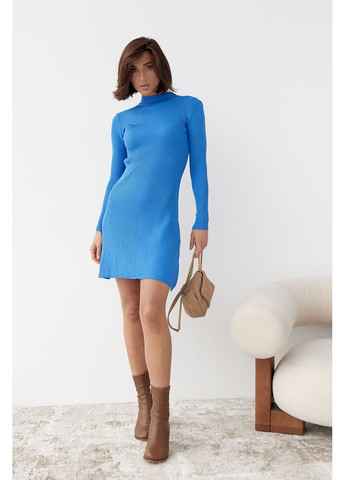Синее повседневный базовое платье мини в рубчик силуэтная Byron однотонное