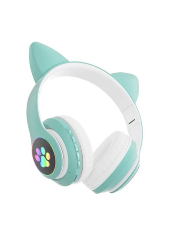 Наушники Беспроводные детские MP3 с кошачьими ушками с подсветкой LED Бирюзовые Cat stn-28 (282957007)