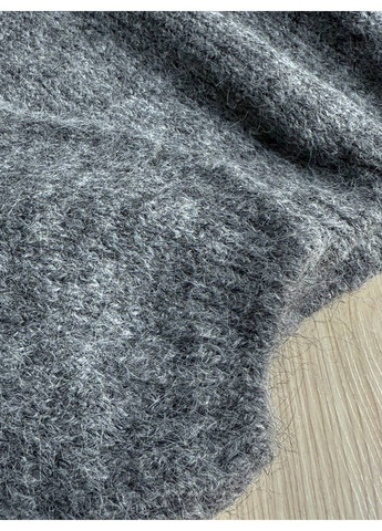 Сірий демісезонний светр жіночий a-n 08-1 оверсайз з вовною виріз мис No Brand