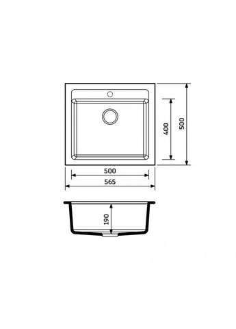 Кухонная мойка из искусственного камня/кварцевая 565х500x190мм, квадратная STEP Серый (31110565500) Adamant (368157358)