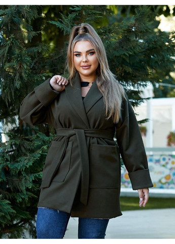 Оливкове (хакі) демісезонне Жіноче кашемірове пальто Sofia