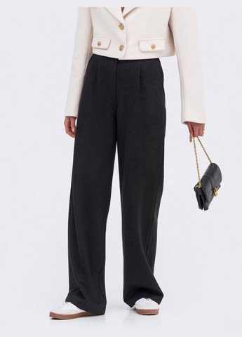 широкие брюки из замши чёрного цвета Dressa (278762345)