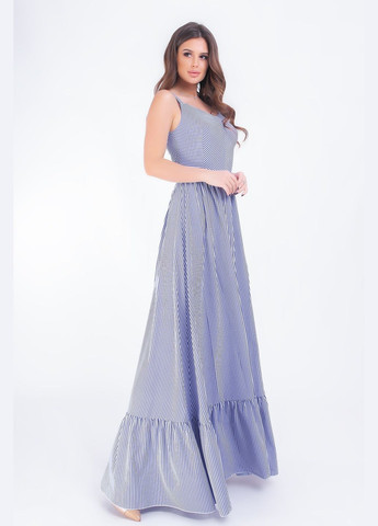 Синя святковий, ділова, повсякденний, кежуал стильна сукня-сарафан у смужку No Brand в смужку