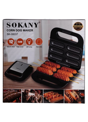 Аппарат для корн догов на 6 шт с антипригарным покрытием 750 Вт SK-08037 Sokany (370800504)