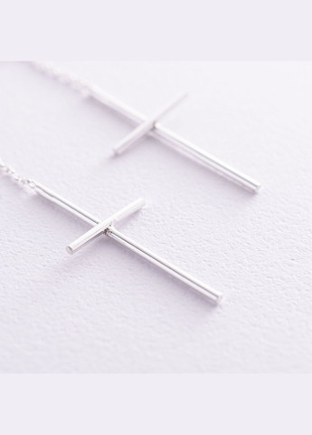 Срібні сережки - пусети Хрестики 122802 Oniks (264644518)