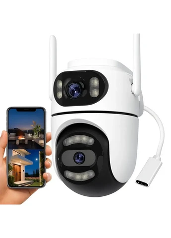 Вулична поворотна камера відеоспостереження WiFi Dual lens Q2 на 2 об'єктиви, 8Mp Type-C Grant (398269689)