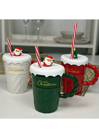 Кружка чашка (крышка+трубочка)360мл "Рождественский Гламур" стильный и удобный аксессуар OSM (365549062)
