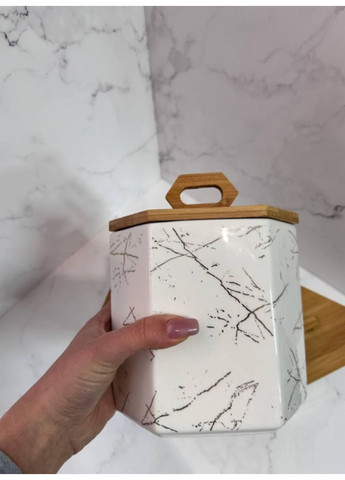 Набор емкостей для сыпучих продуктов HP276 керамика с бамбуковыми крышками 3 штуки 19 см, 16 см, 11.5 см Cozy (356504839)