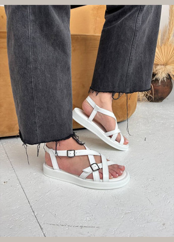 Белые босоножки из натуральной кожи -sinjora- No Brand