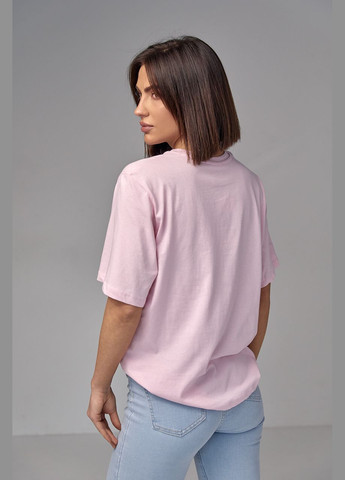Рожева літня бавовняна футболка з принтом ведмежа - рожевий Lurex