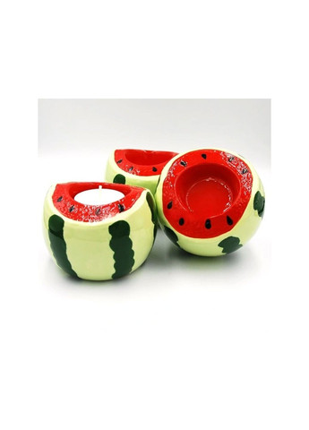 Керамічний свічник для чайної свічки "Кавун" 8,5х8,5х7 см комбінований Aldi (325700002)