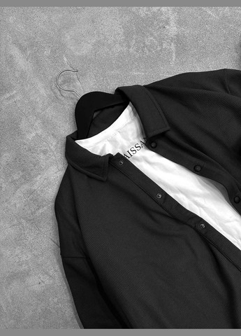 Чорний демісезонний чоловічий костюм вафелька з сорочкою, брючний Україна