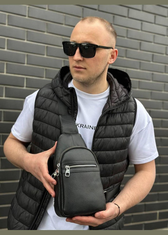 Кожаная сумка слинг через плечо черная Tiding Bag (302390956)