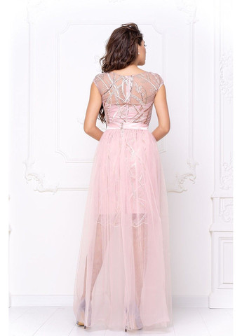 Рожева святковий, коктейльна коктейльна сукня атлас вишивка 20028 рожева Tanita-Romario